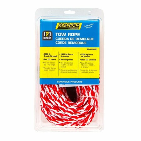 SEACHOICE 60 ft. Braided Polypropylene Tow Rope Red & White 8027941